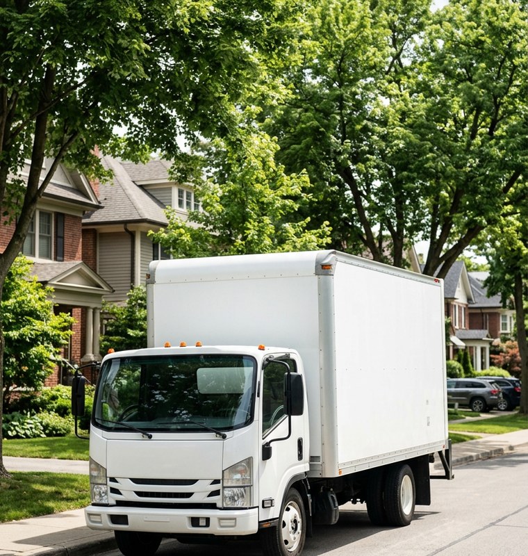 Safe Movers mover carrying packed boxes on a Belleville home move